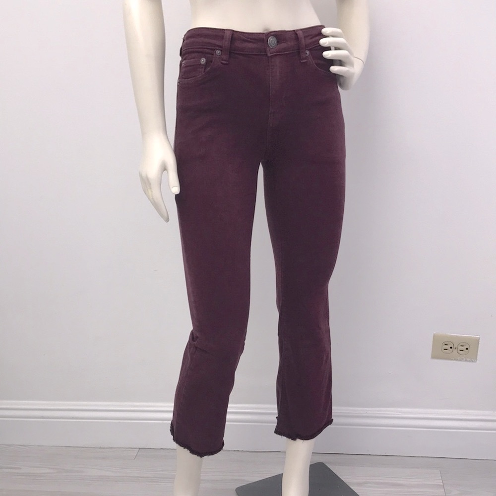 American Eagle Maroon Hi-Rise Crop Flare